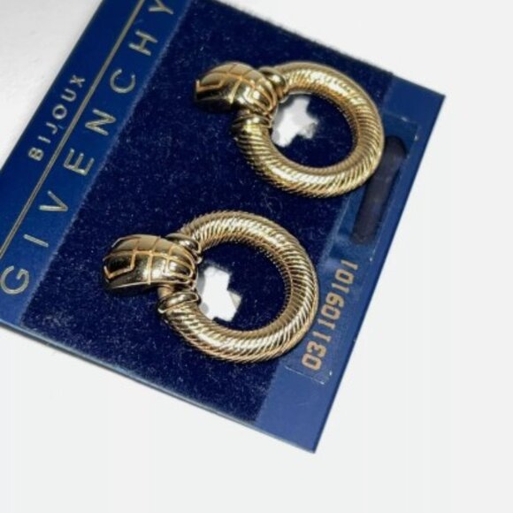 GIVENCHY VINTAGE Dangle EARRINGS Clip-on Gold Plated NEW RARE 1.20"Lx1"W - Picture 2 of 3
